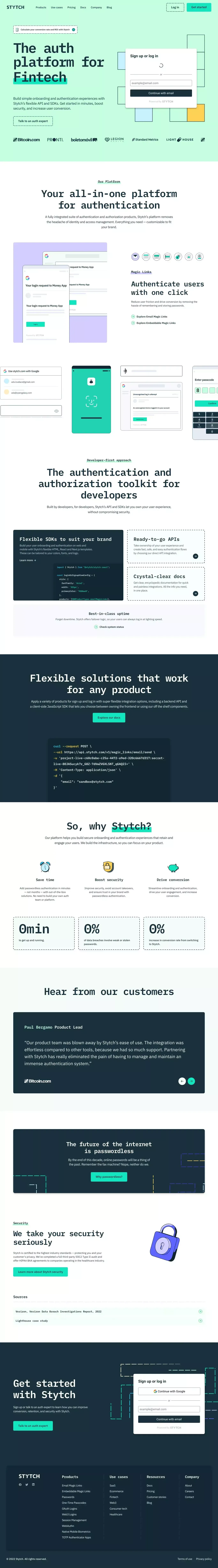 All-in-one platform for authentication and identity management | Stytch - Landing design