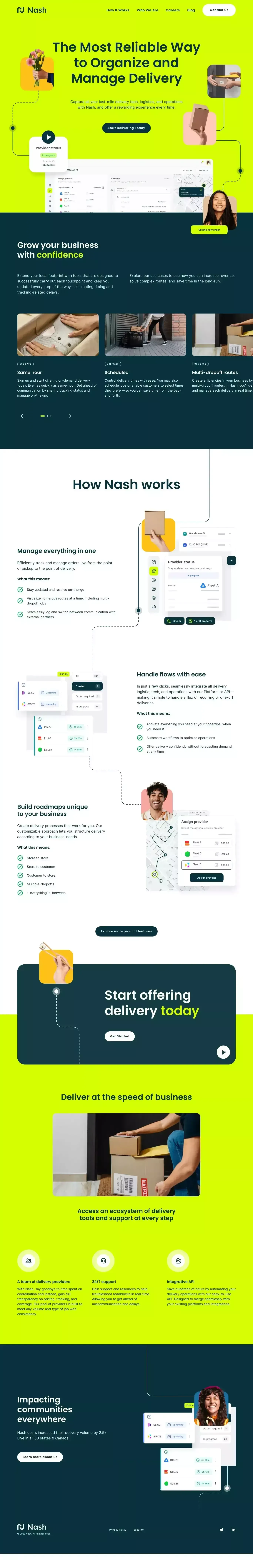 Nash - Reliable local delivery for any business - Landing design
