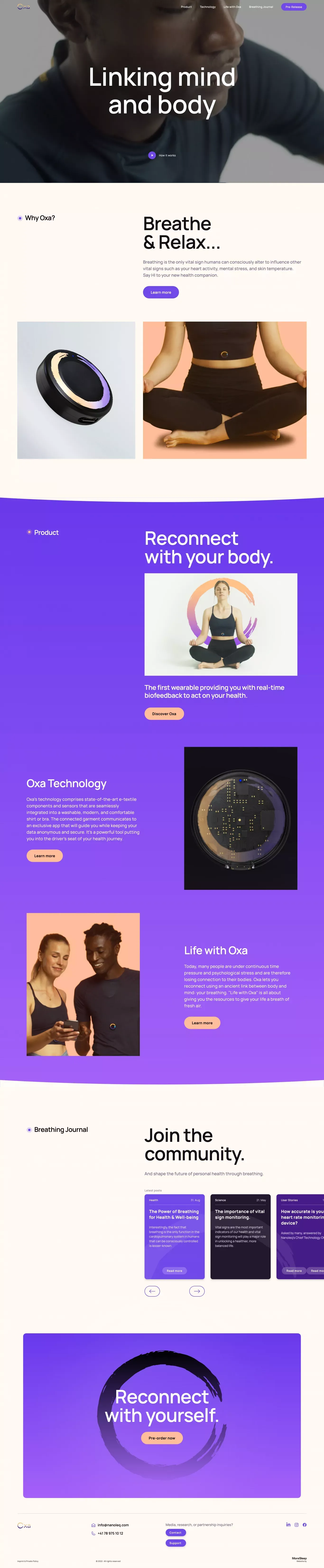 Oxa | Your Health Companion - Landing design
