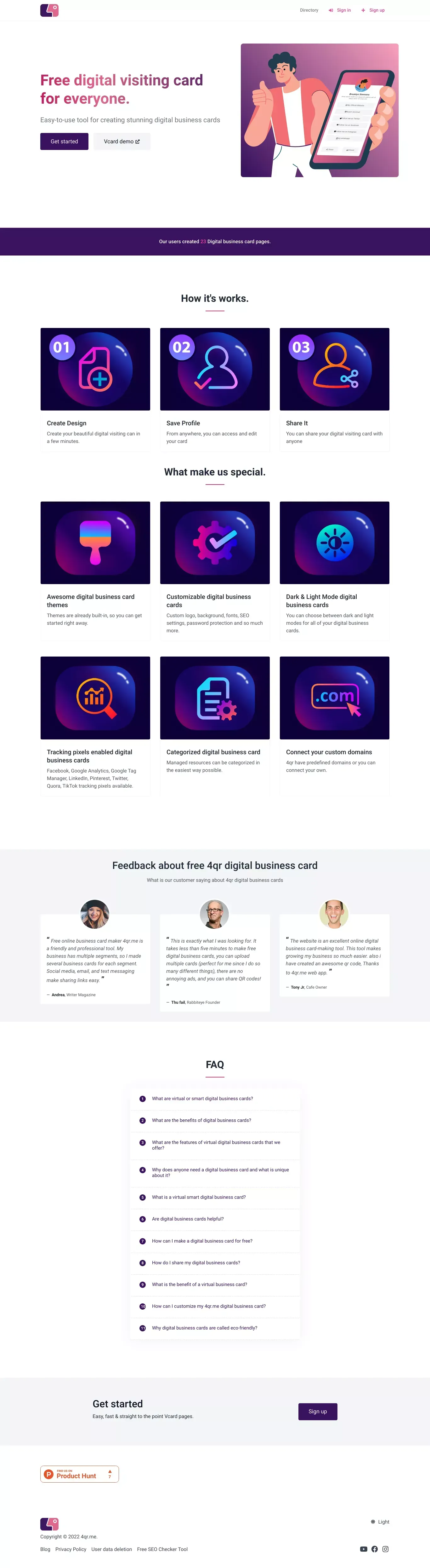 Create Digital Visiting Card Online Free - 4qr.me - website design