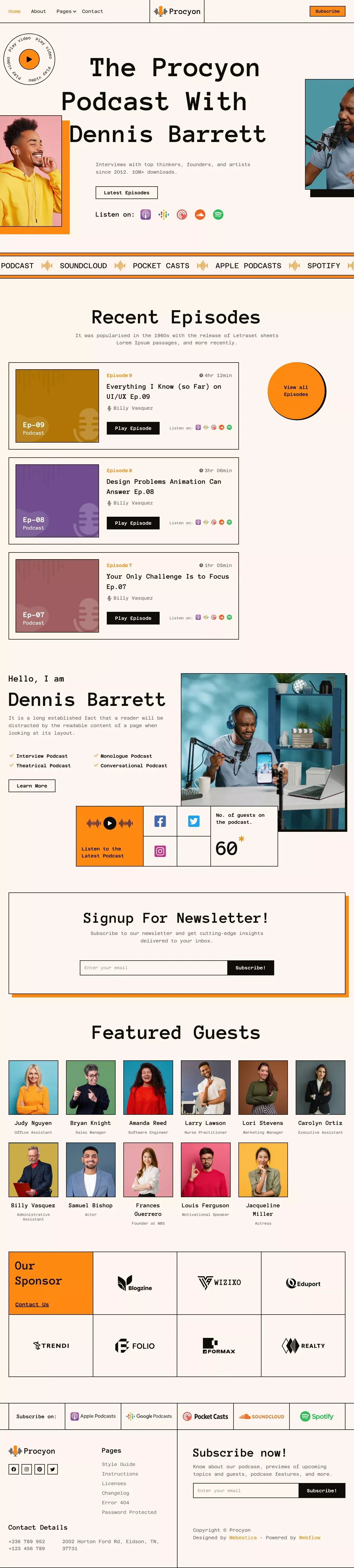 Procyon - Podcast Website Template - Template design