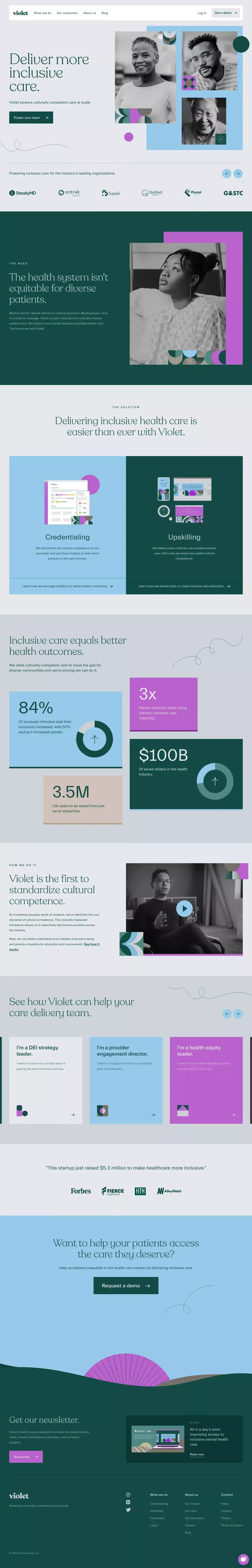 Deliver more inclusive care. | Violet - Landing design