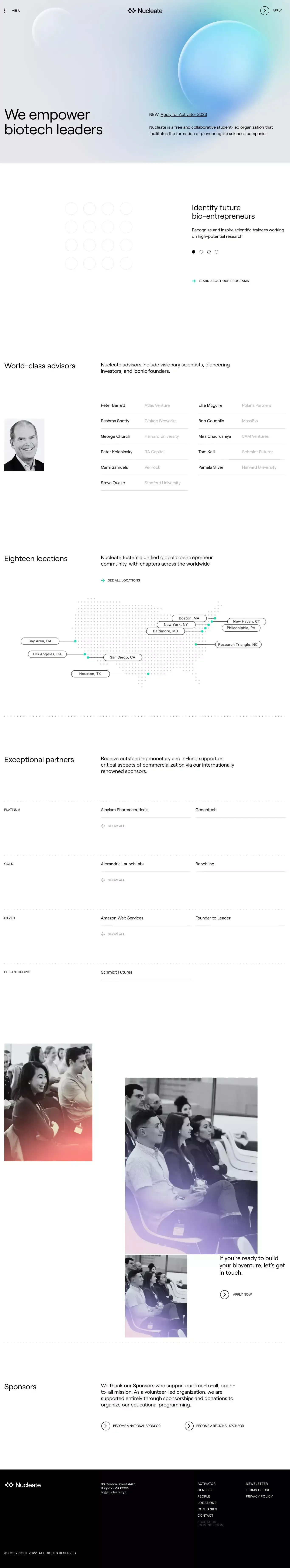 Nucleate - Landing design
