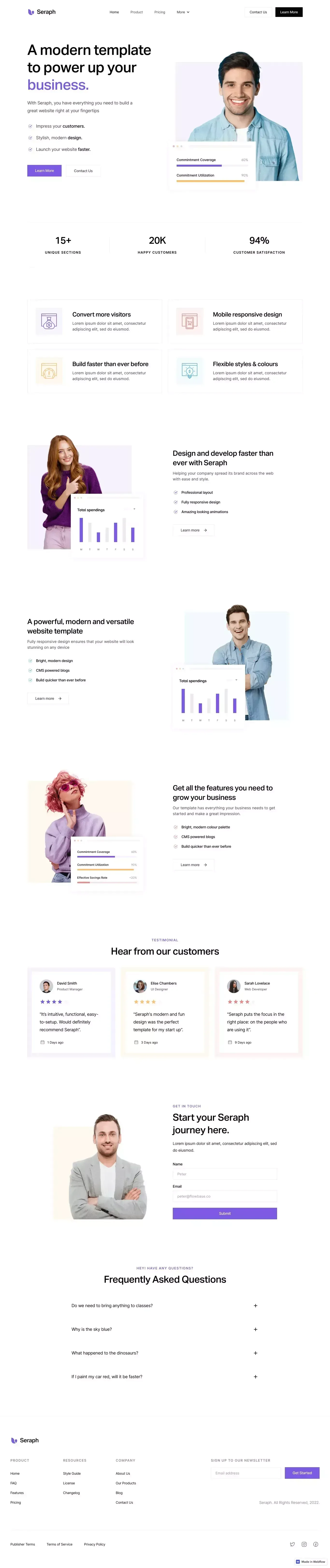 Seraph - Webflow HTML website template - Template design