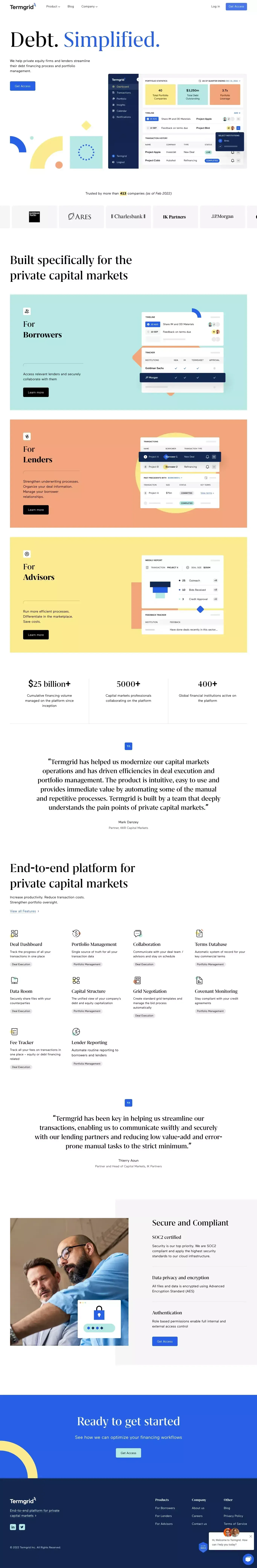 Termgrid - Debt Financing Simplified - Landing design