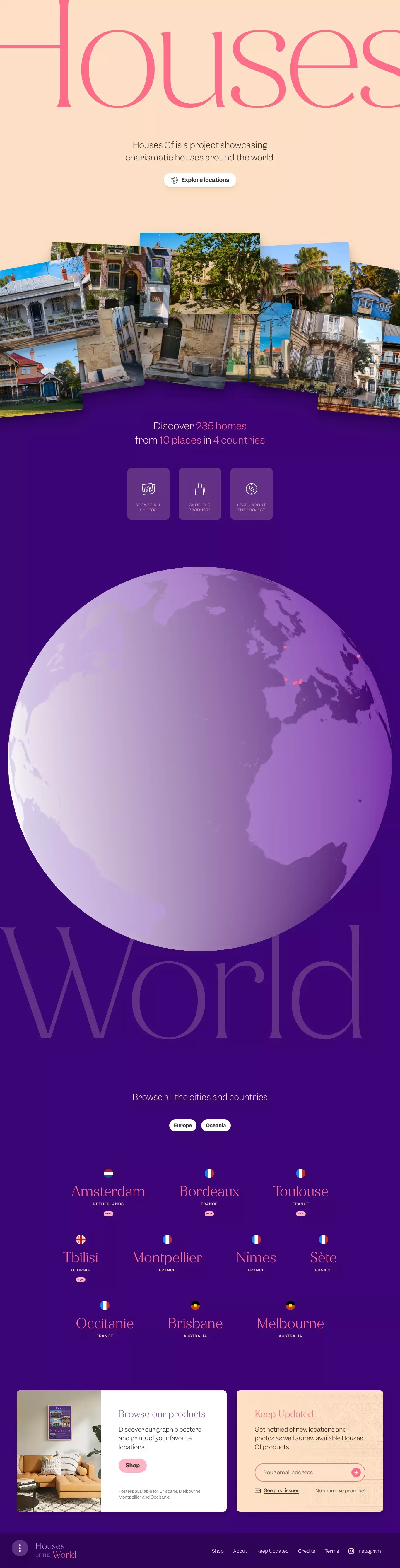 Houses Of The World - Landing design