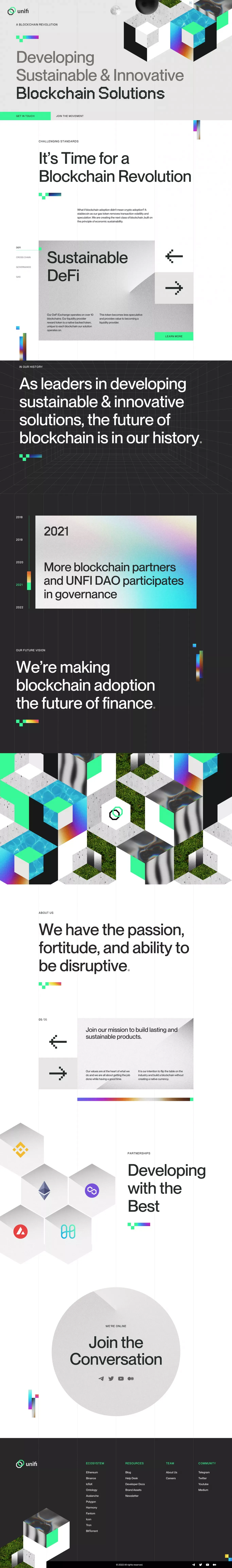 Unifi Protocol → Blockchain Solutions - Landing design