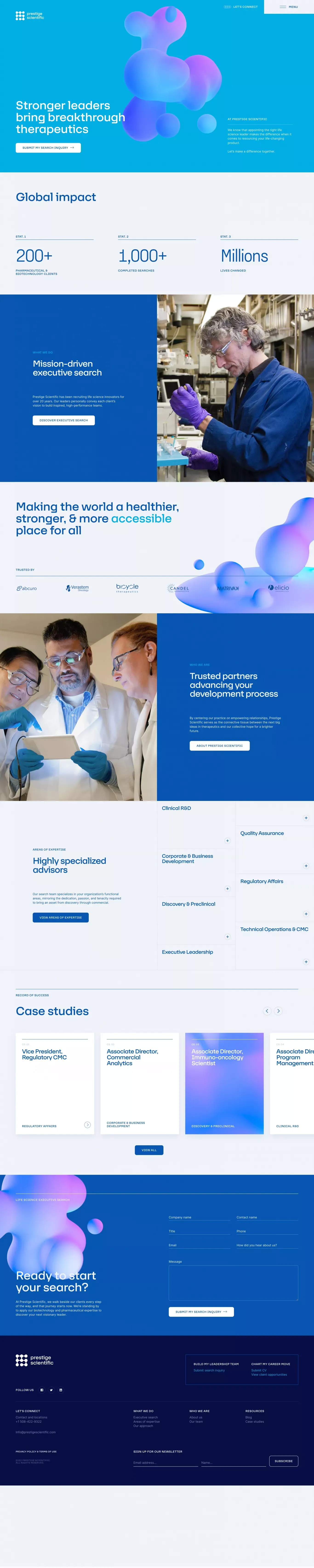 Prestige Scientific - Connect with Life Science Leaders - Portfolio design