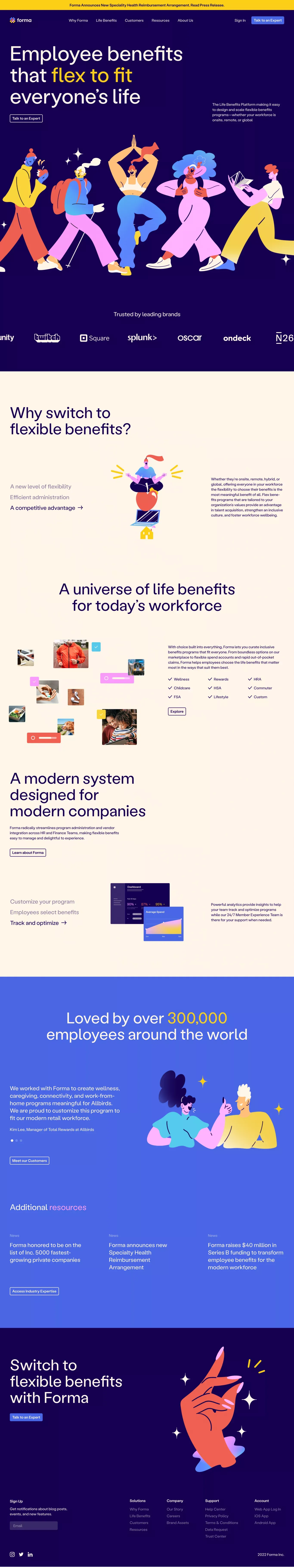Forma | Employee benefits that flex to fit everyone’s life - Landing design
