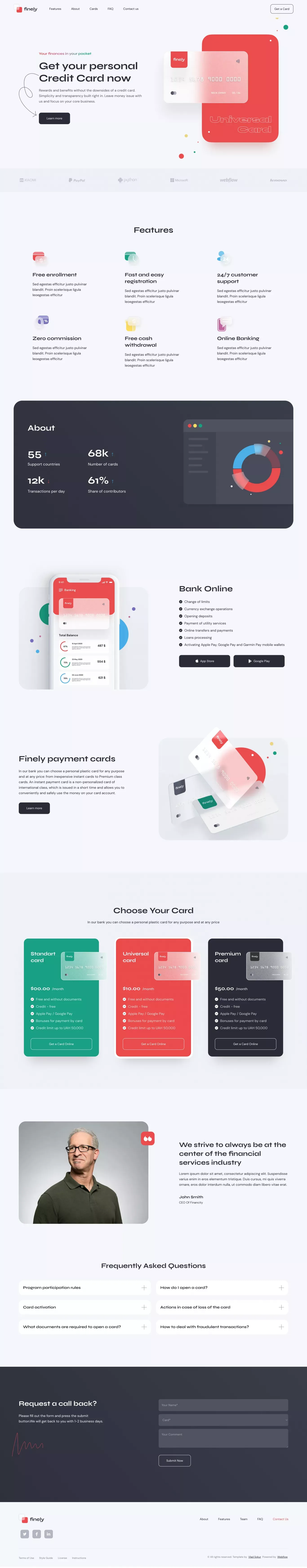 Finely – Webflow HTML website template - Template design
