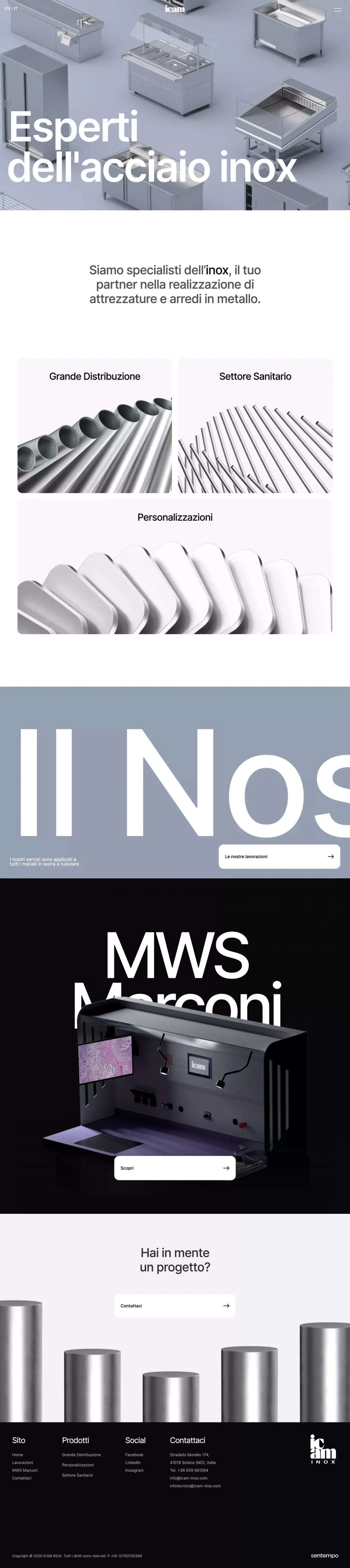 Icam INOX | Specialisti dell'inox - Landing design