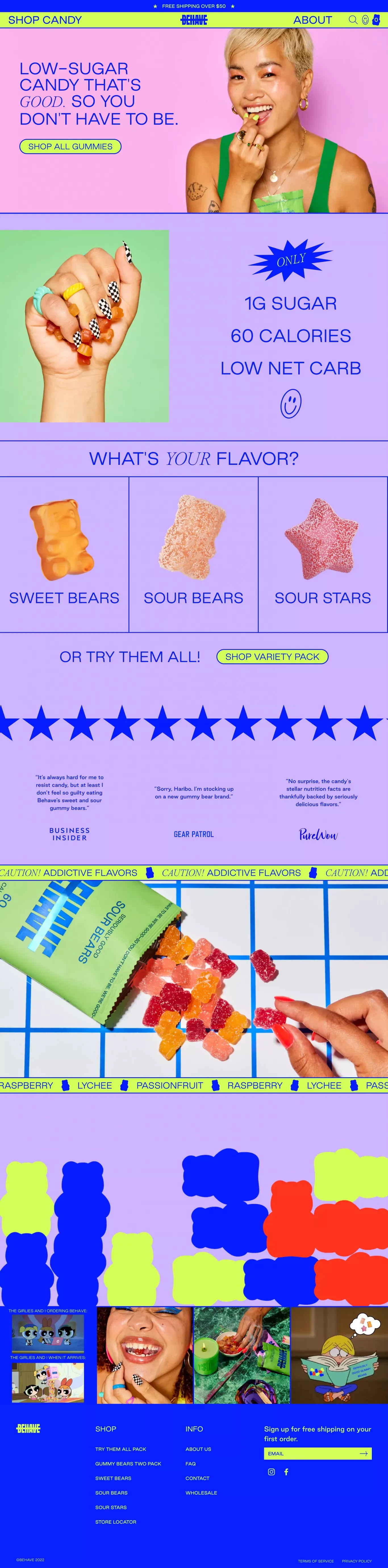 BEHAVE Candy - Ecommerce design
