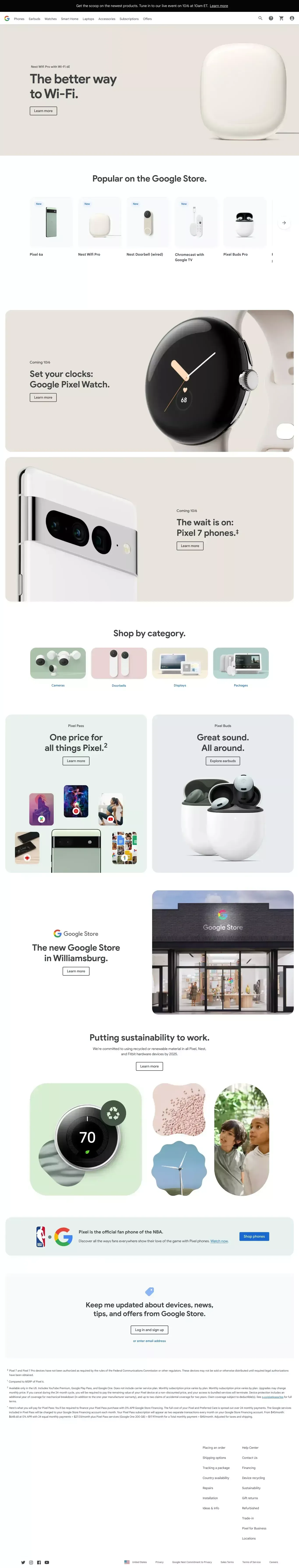 Google Store for Google Made Devices & Accessories - Ecommerce design
