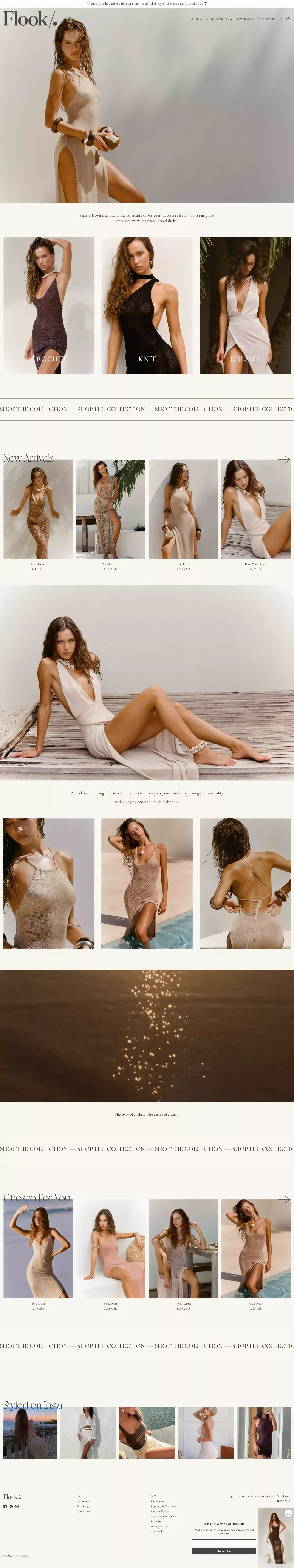 Flook is a contemporary range of ethically-made Swimwear & Beachwear– Flook The Label - Ecommerce design