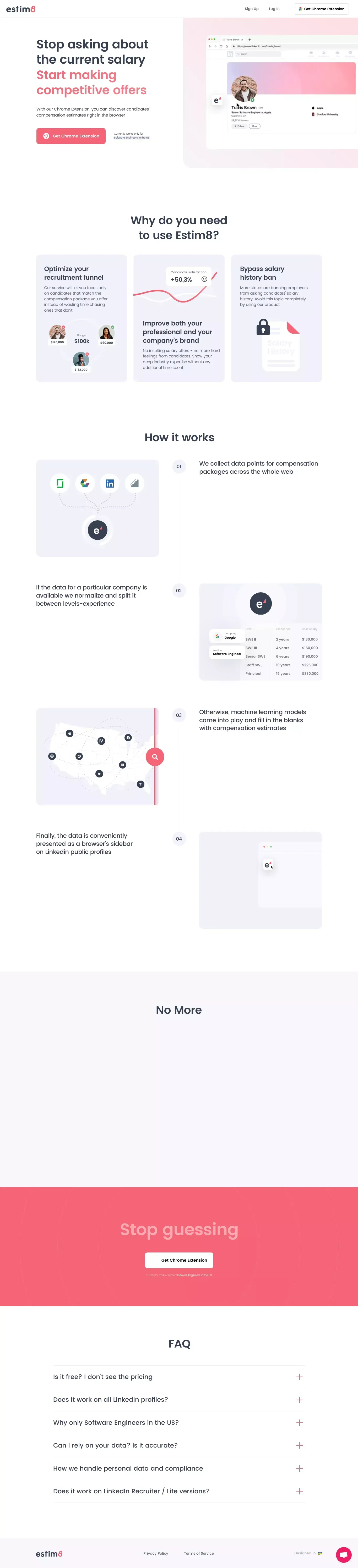 Estim8.ai | Salary Estimates on Linkedin - Landing design