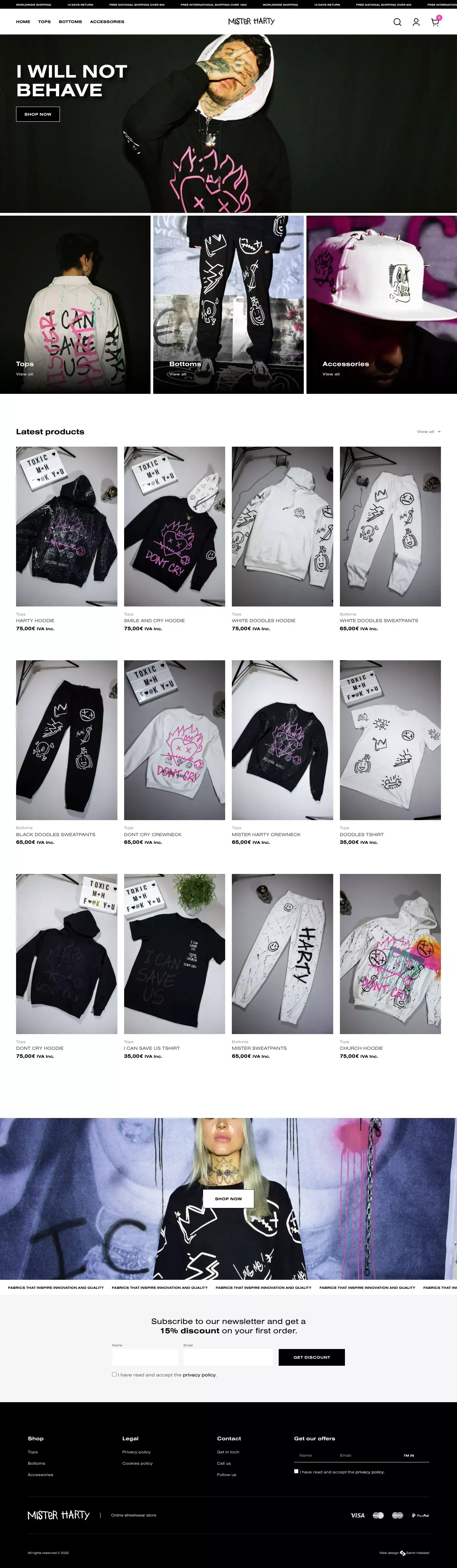 Home - Misterharty - Ecommerce design