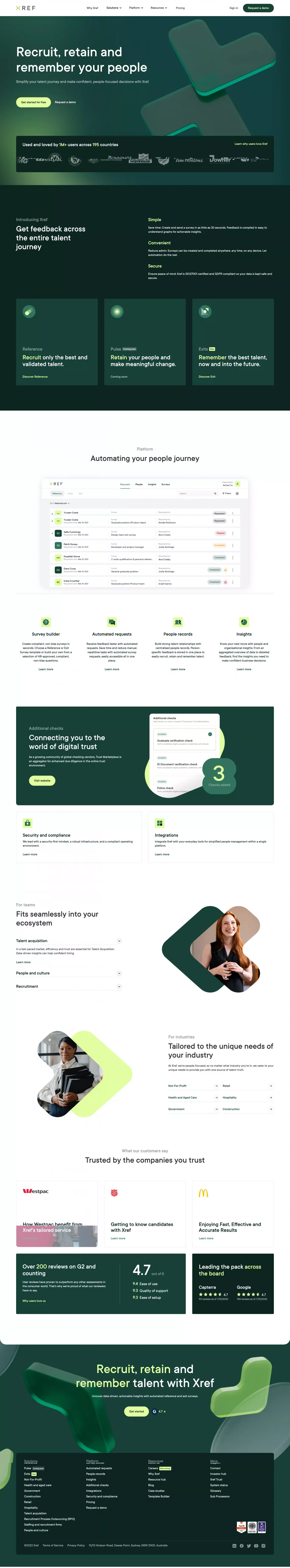 Xref | Most trusted online employment checking platform - Landing design