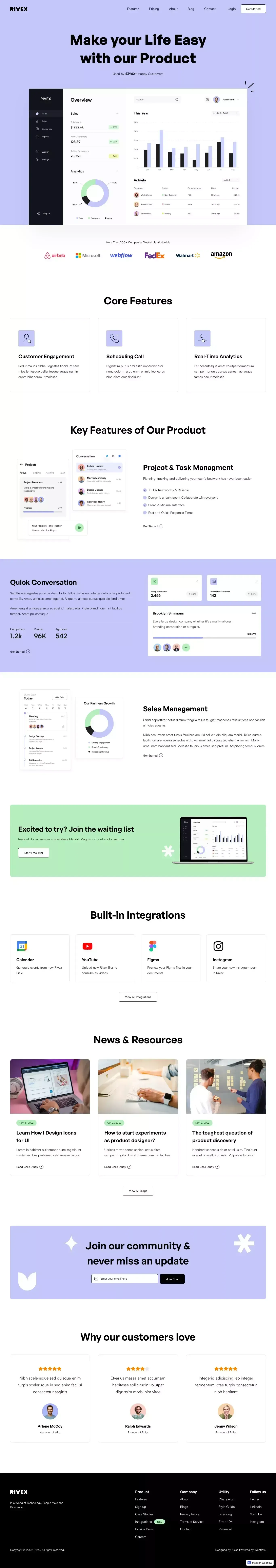 Rivex Webflow website HTML template - Template design