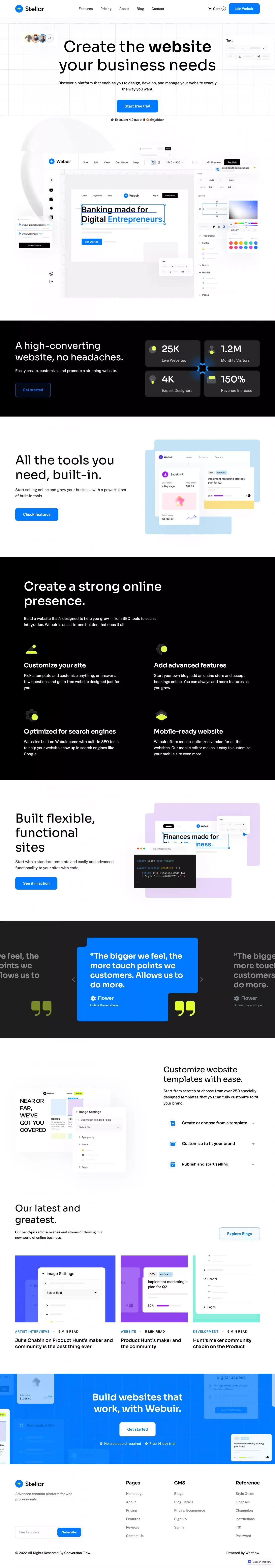 Homepage | Stellar - Webflow Ecommerce Website Template - Template design