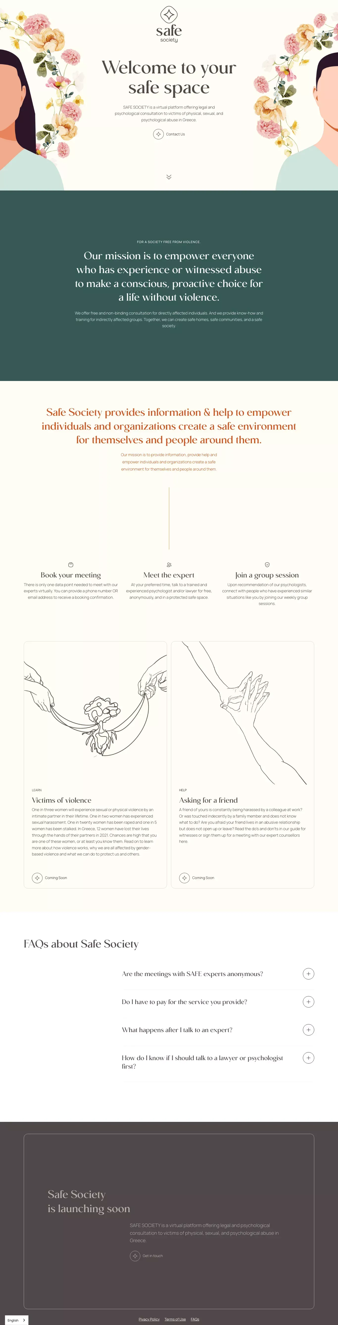 Safe Society - Platform for Legal & Psychological Consultation - website design