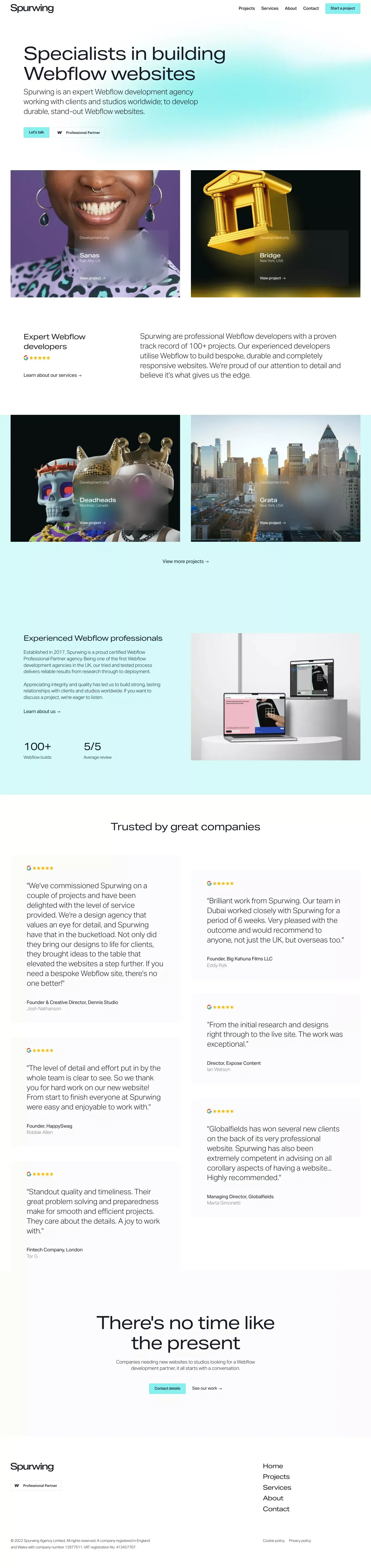 Spurwing | The Specialist Webflow Development Agency - Portfolio design