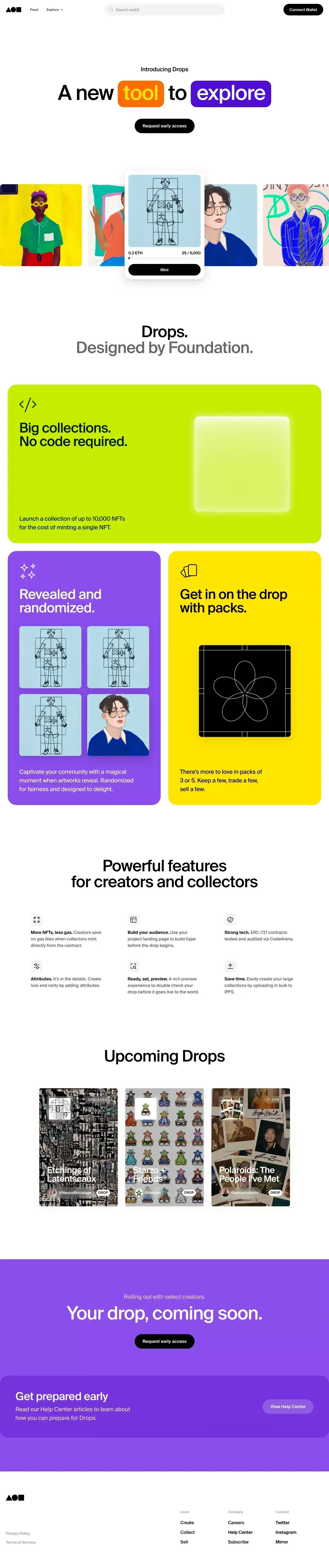 Drops | Foundation - Landing design