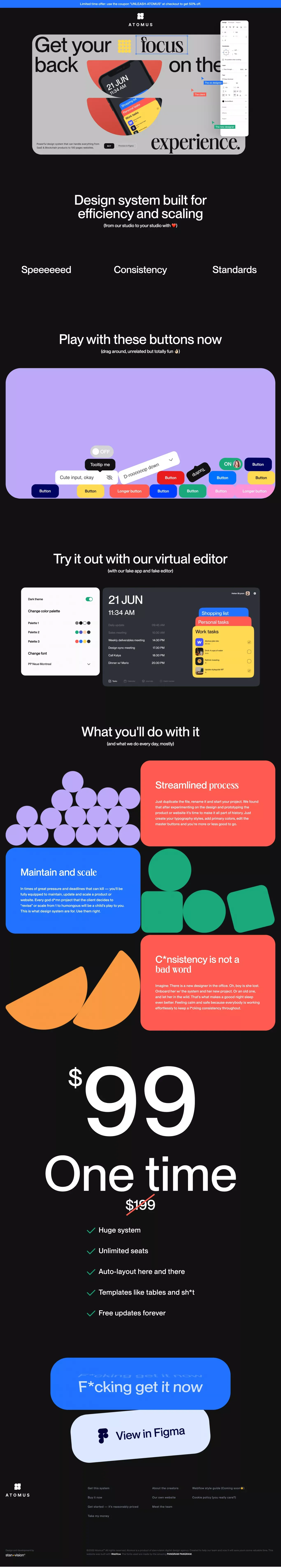 Atomus® — Design System for Figma - Landing design