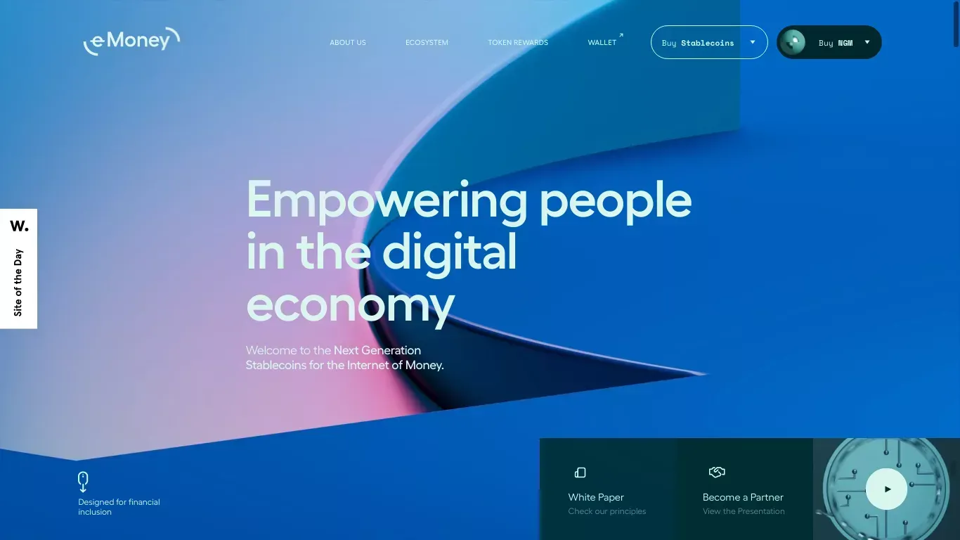 e-Money | Empowering people in the digital economy - website design