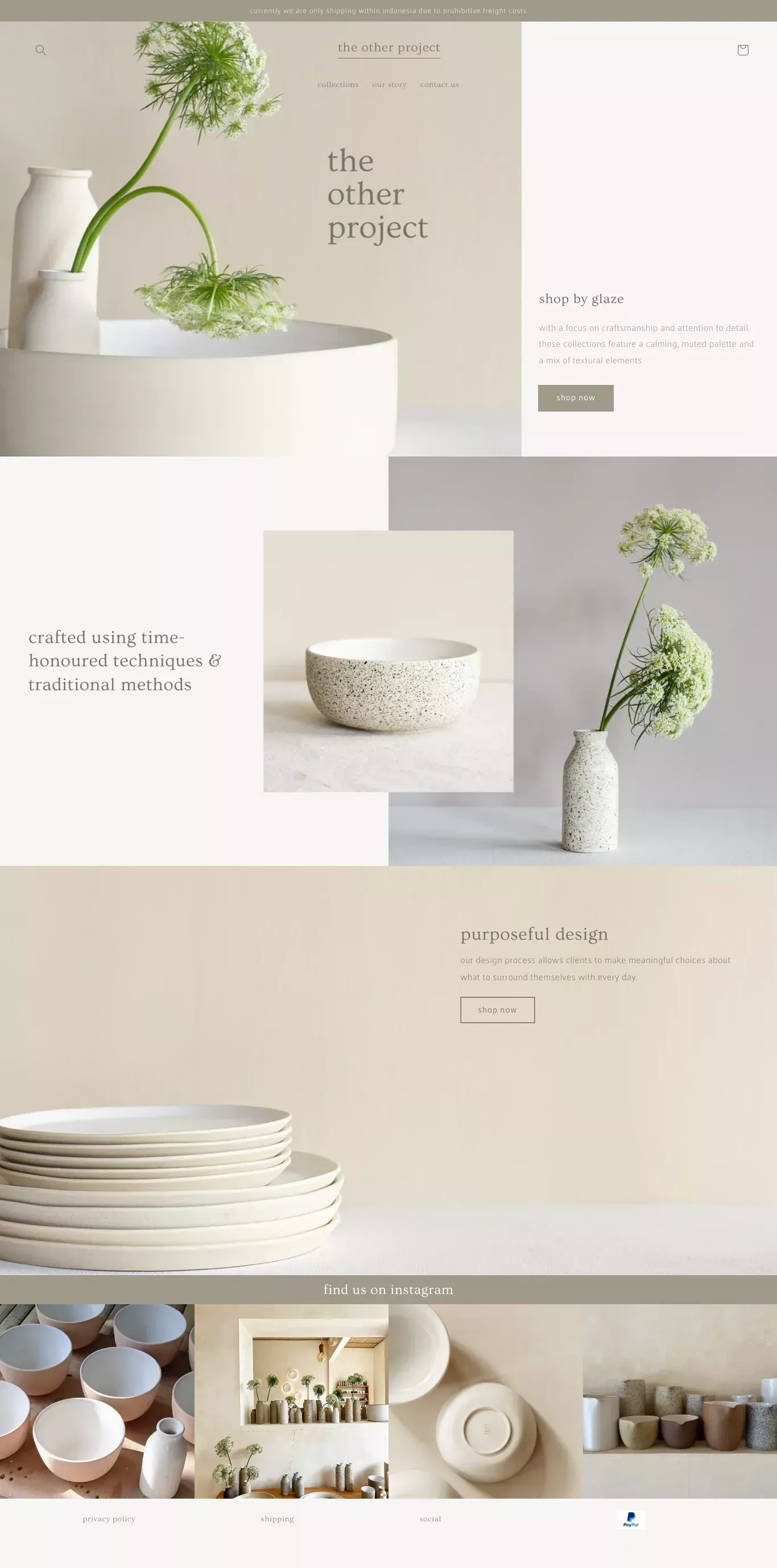 The Other Project Ceramics - Ecommerce design