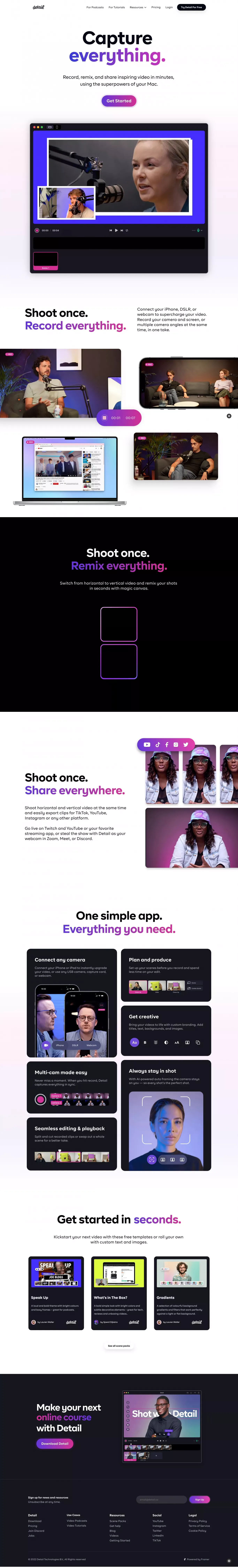 Detail â Capture everything - Landing design