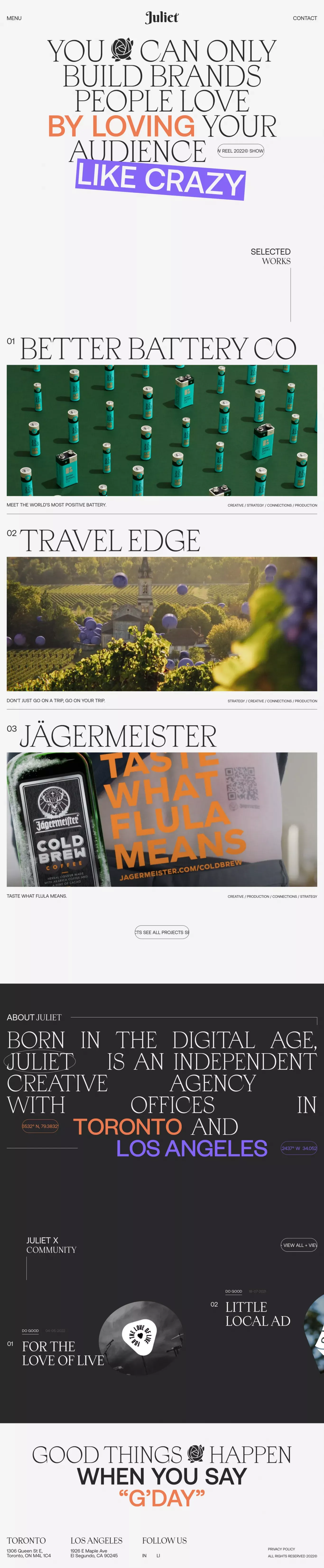 Juliet Creative - Portfolio design
