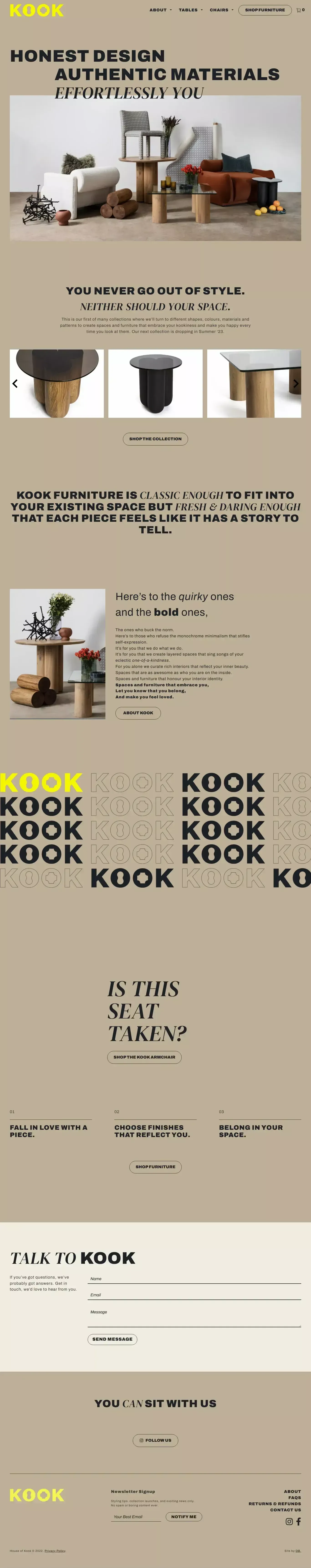 House Of Kook - Furniture For Your Space - Ecommerce design