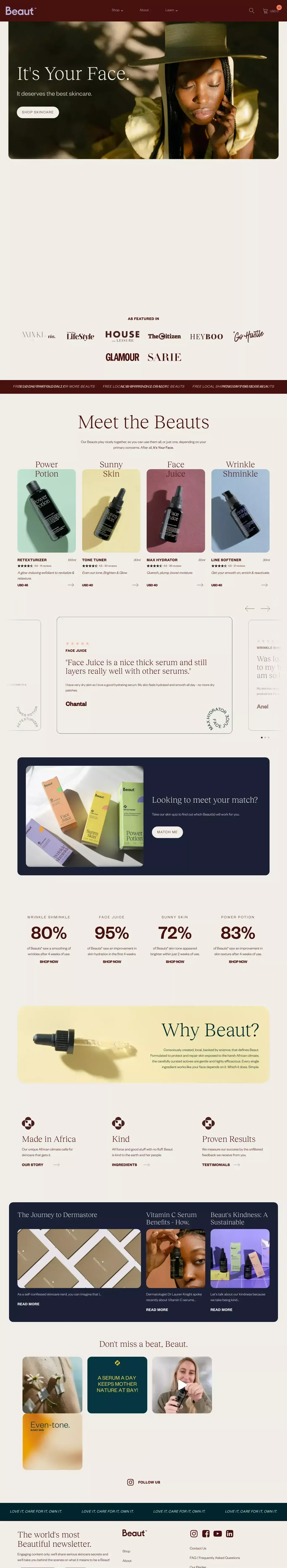Beaut Serums - The African-Born Skincare Brand - Ecommerce design