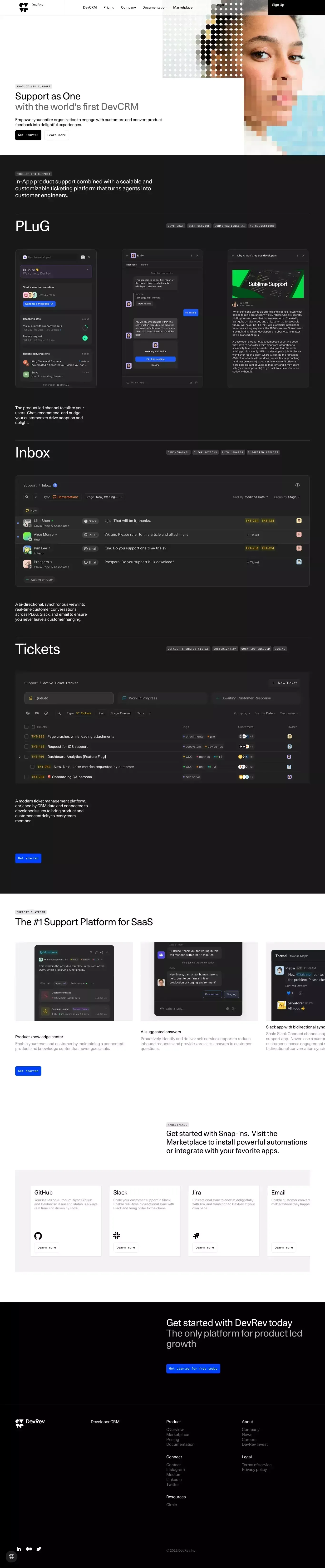 DevRev | Product Led Support - Landing design