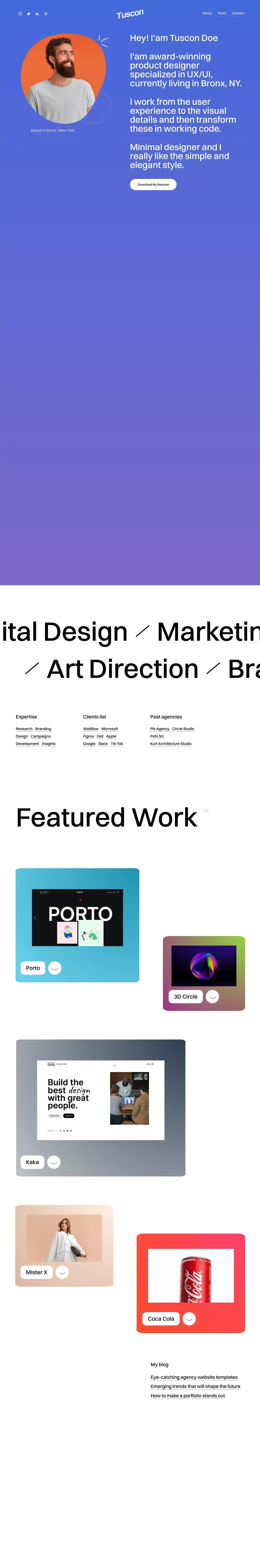 Tuscon - Webflow Ecommerce website template - Portfolio design