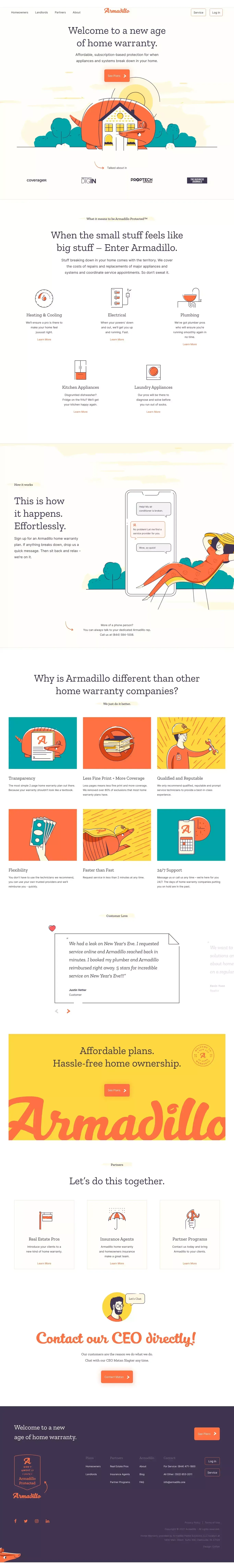 Armadillo Home Warranties | The New Age Home Warranty Plan - Landing design