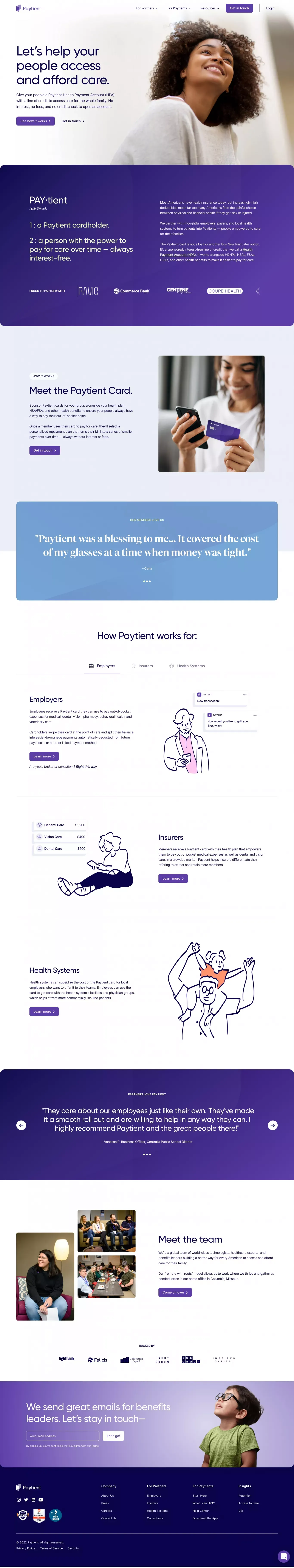 Paytient© - Give Your People the Power to Pay for Healthcare - Landing design