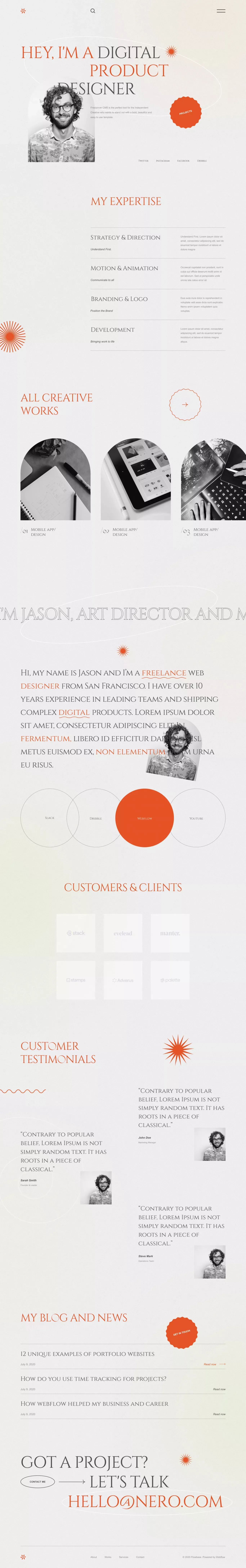 Like on paper - Portfolio Responsive Website Template - Template design