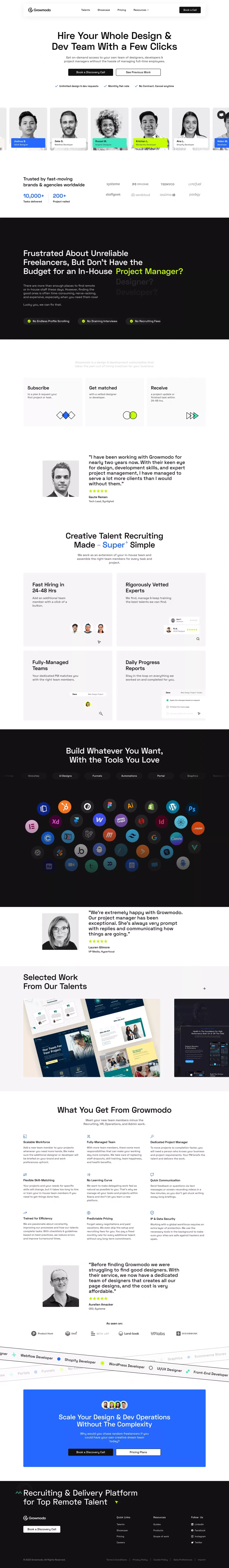 Growmodo: Design & Development Subscription for Scale-Ups - Landing design