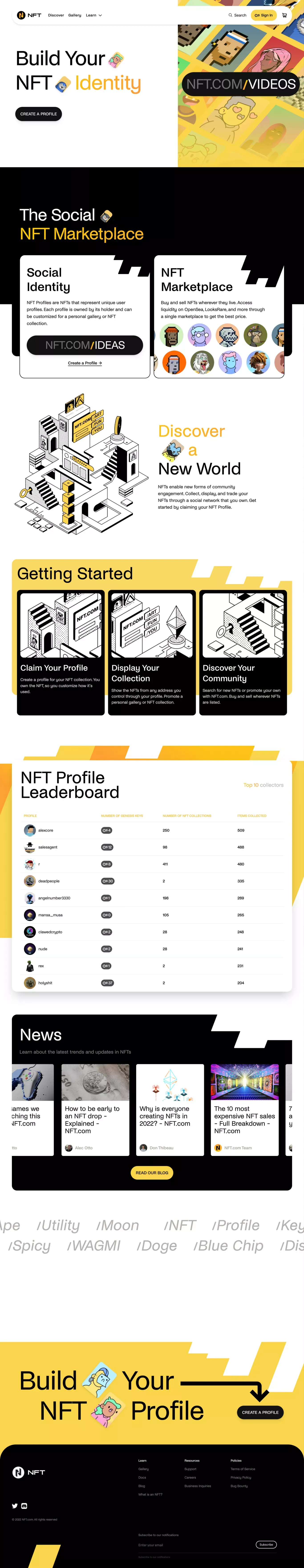 NFT.com | The Social NFT Marketplace - Landing design