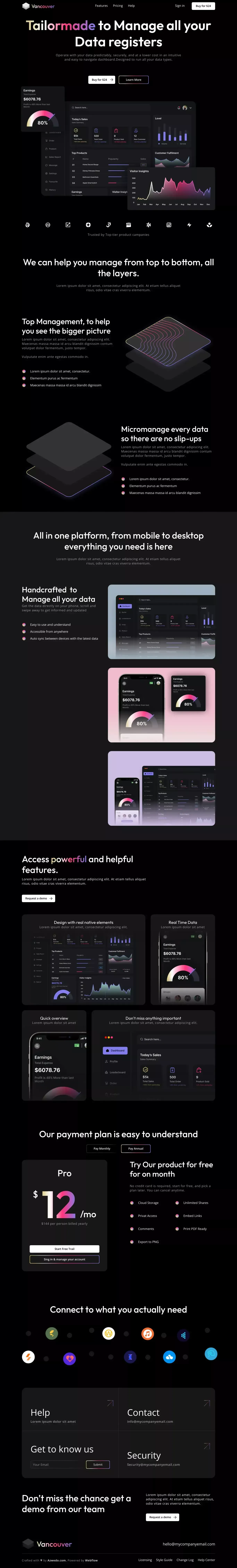 Vancouver - Webflow HTML website template - Template design