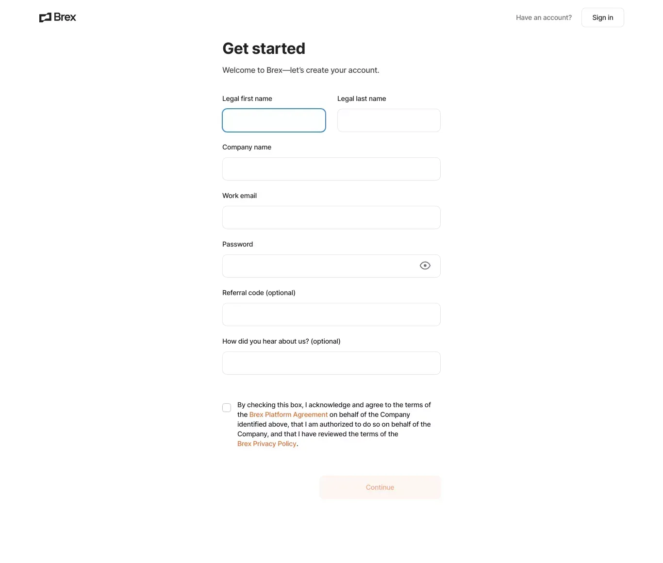 Sign up for Brex | Brex - Sign Up design