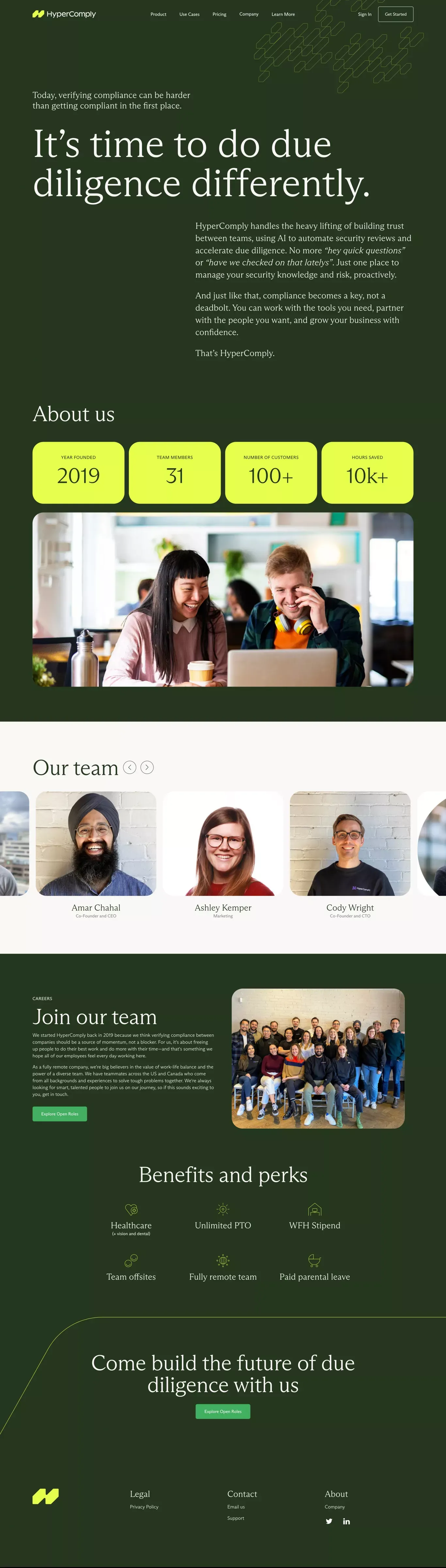 Meet the team behind HyperComply - About Us  design