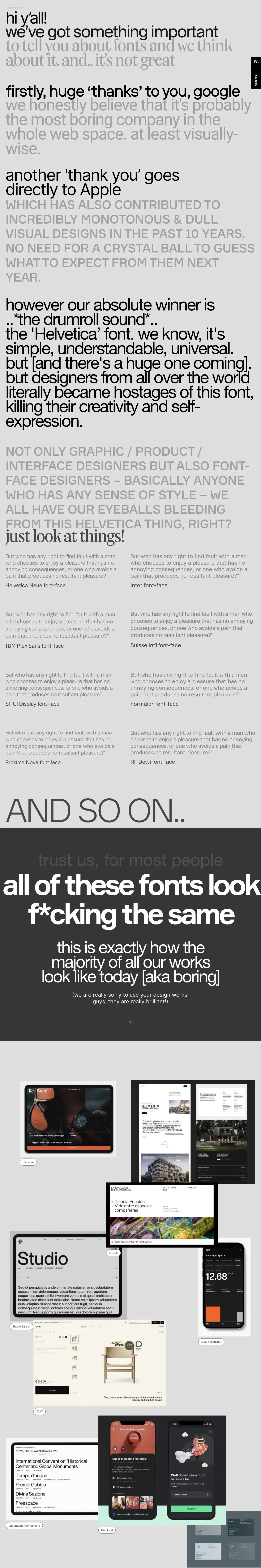 fu*k helvetica - website design