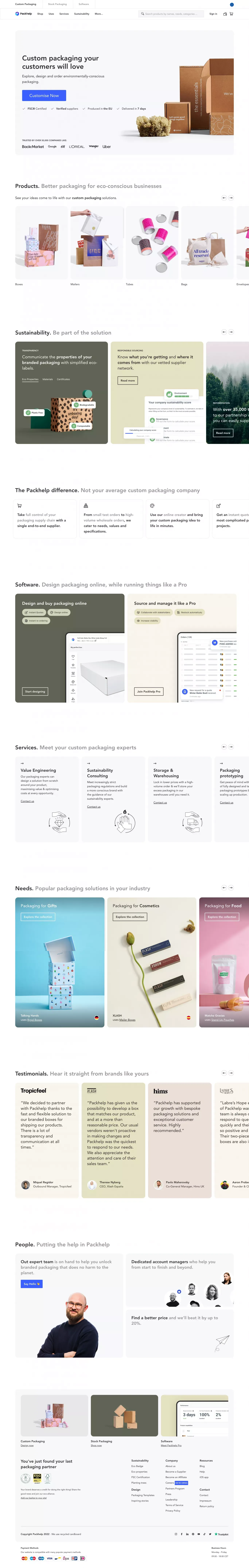 Packhelp | Custom Packaging, Design & Order Online - Landing design