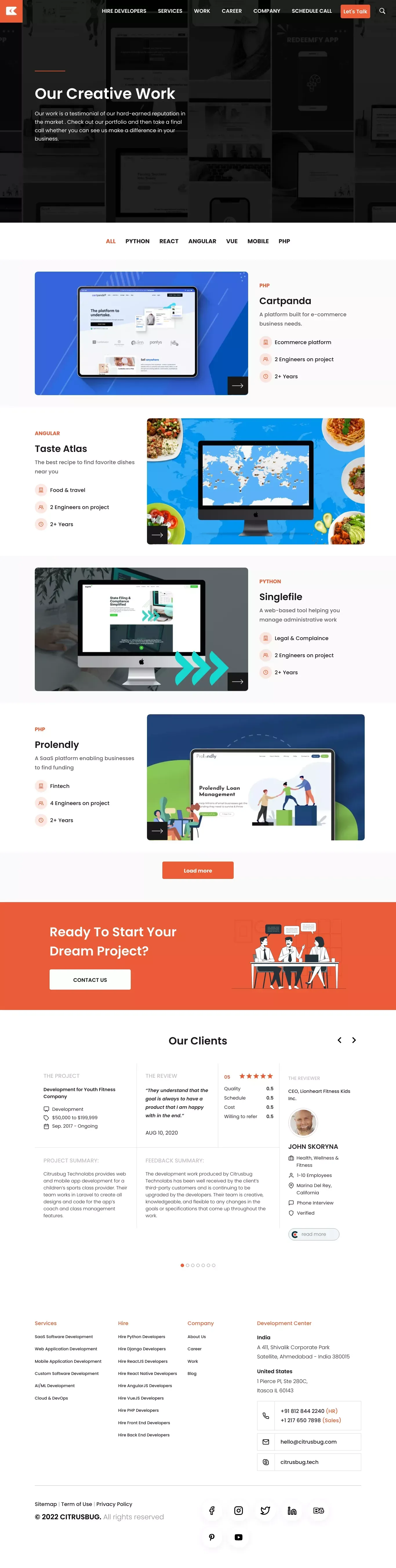 Website and Mobile App Development Portfolio - Citrusbug - Portfolio design