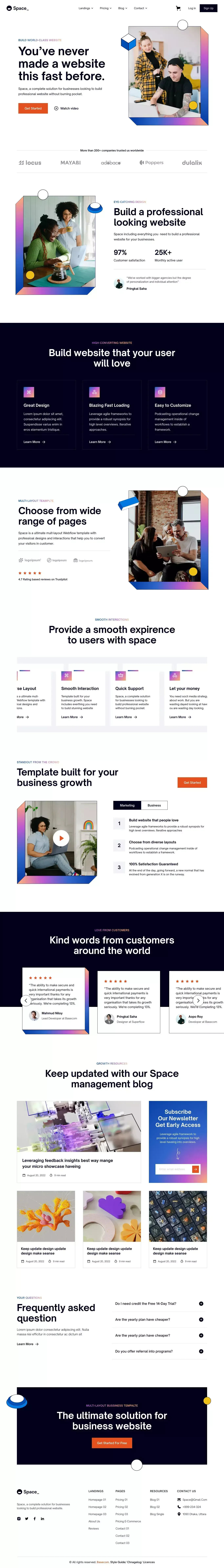 S_pace - Webflow Ecommerce Website Template - Template design