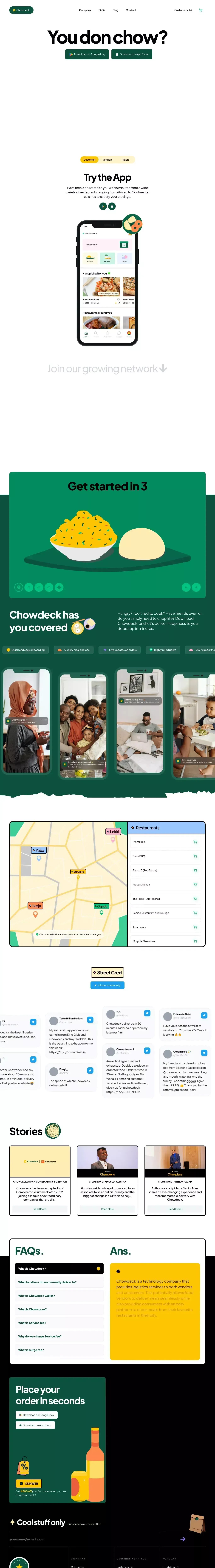 Chowdeck Logistics | Order Food & Drinks from Restaurants near you | Fast Delivery - website design