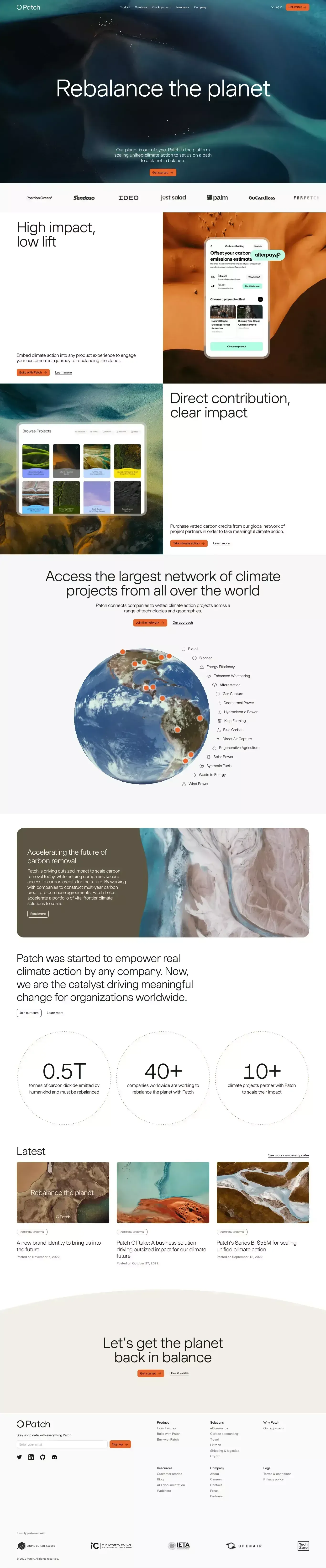 Patch | The platform that powers climate action - Landing design