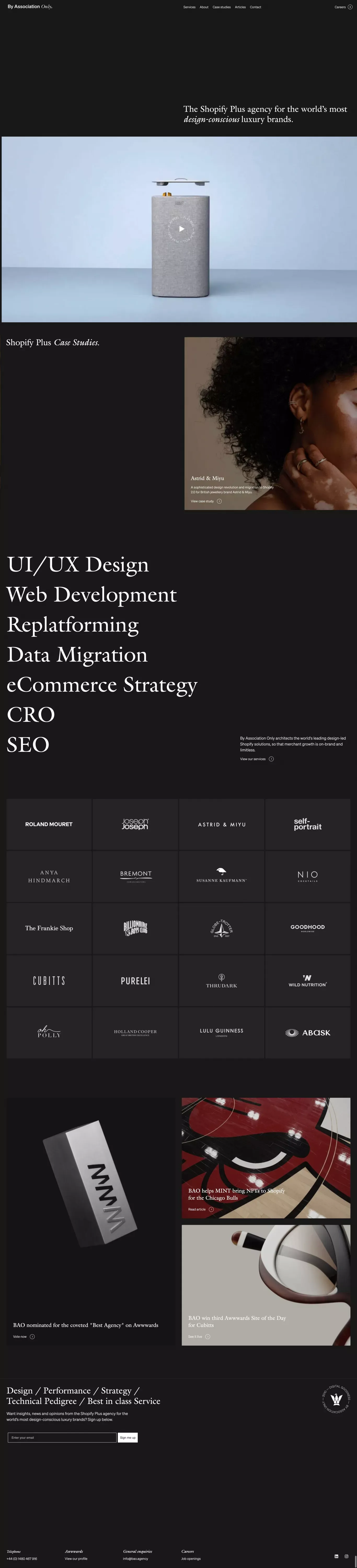 By Association Only | Shopify Plus Agency & eCommerce Experts - Portfolio design
